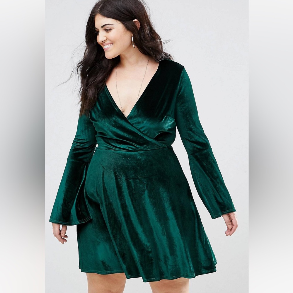 ASOS Velvet Bell Sleeve Dress 22